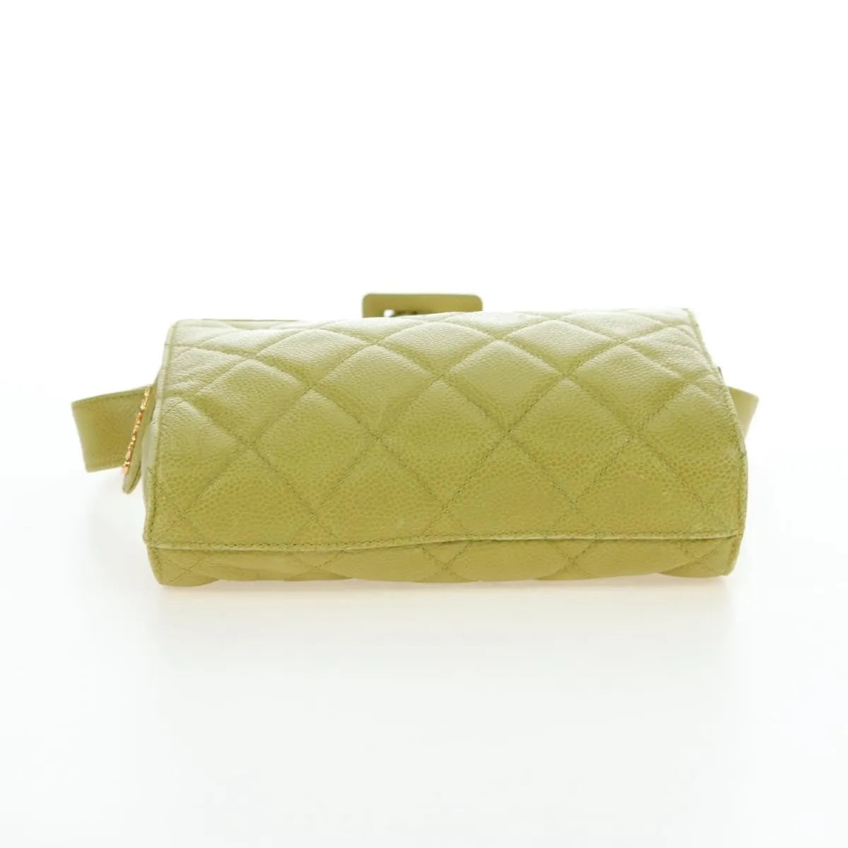 Chanel Vintage Zip Belt Quilted Caviar Yellow Leather Shoulder Bag Bag (Pre-Owned)