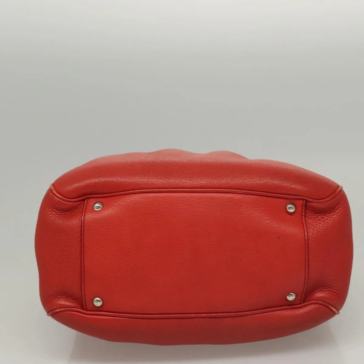 Salvatore Ferragamo Gancini Handle Tote Leather Red Leather Handbag (Pre-Owned)