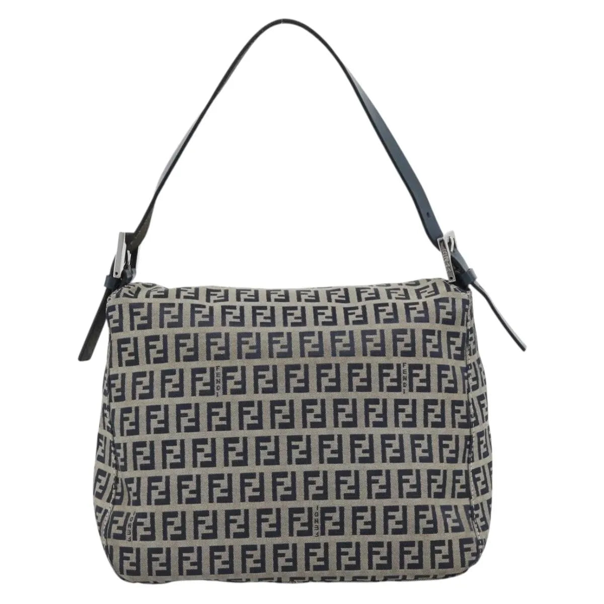 Fendi Zucchino Canvas Mamma Baguette Canvas Navy Canvas Shoulder Bag Bag (Pre-Owned)
