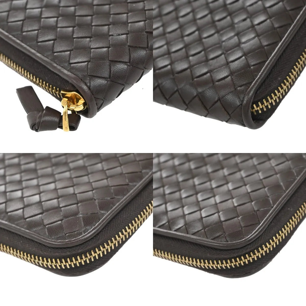 Bottega Veneta Intrecciato Long Zip Leather Brown Leather Wallets Accessory (Pre-Owned)