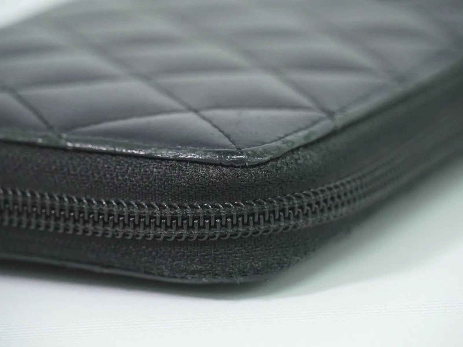 Chanel Cambon Zip Around Quilted Lambskin Black Leather Wallets Accessory (Pre-Owned)