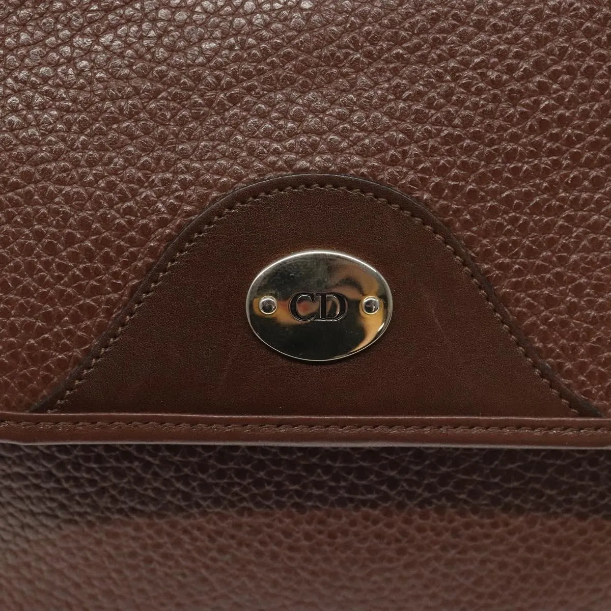 Christian Dior Vintage Cd Flap Leather Brown Leather Shoulder Bag Bag (Pre-Owned)