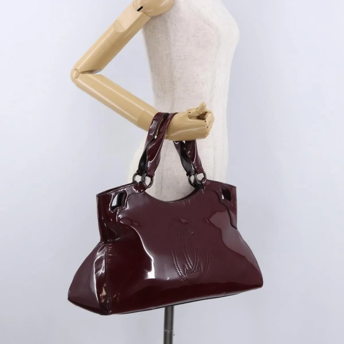 Cartier Marcello Patent Leather Burgundy Patent_Leather Handbag (Pre-Owned)