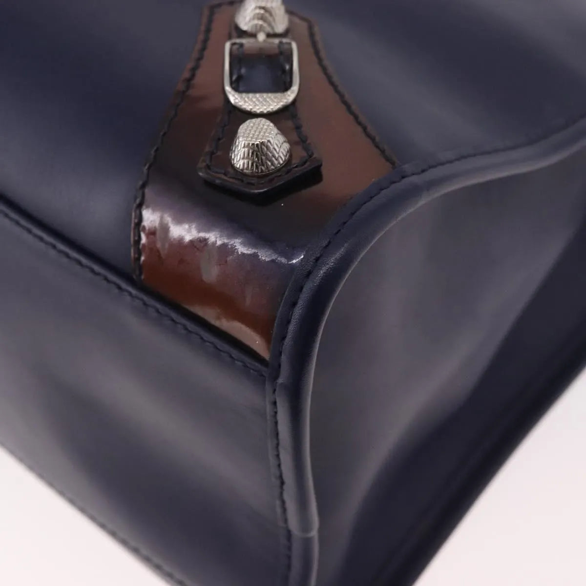 Balenciaga Holiday City Giant Studs Matte Calfskin Navy Leather Handbag (Pre-Owned)