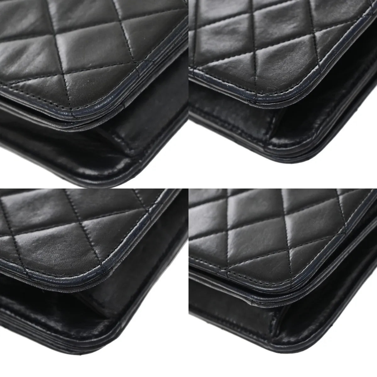 Chanel Vintage Full Flap Quilted Lambskin Black Leather Shoulder Bag Bag (Pre-Owned)