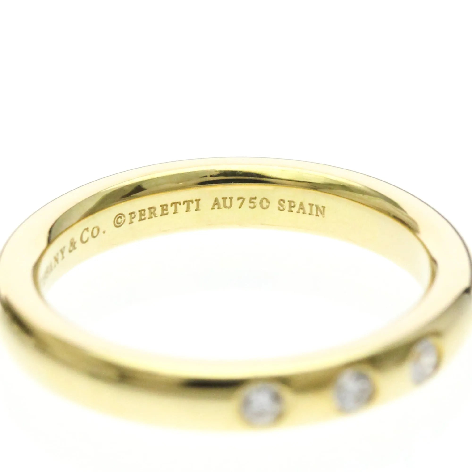 Tiffany & Co. Elsa Peretti 3 Diamond Stacking Band 18K Yellow Gold With Diamonds Gold Yellow_Gold Ring Jewelry (Pre-Owned)