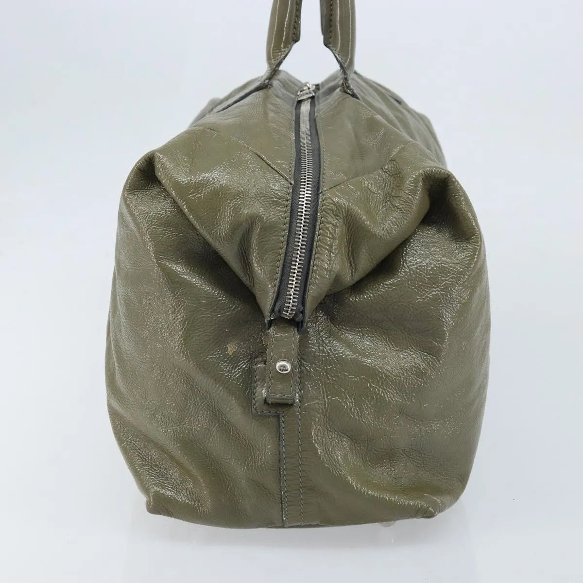 Saint Laurent Easy Y Satchel Patent Khaki Patent_Leather Handbag (Pre-Owned)