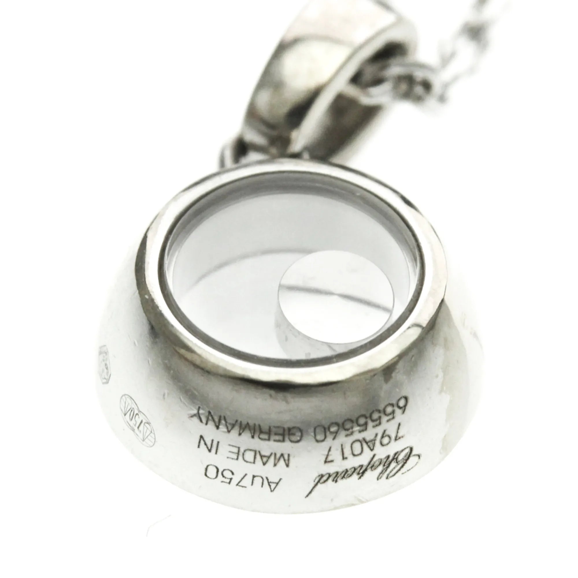 Chopard Happy Diamonds Round Pendant 18K White Gold With 1 Floating Diamond Silver White_Gold Necklace Jewelry (Pre-Owned)