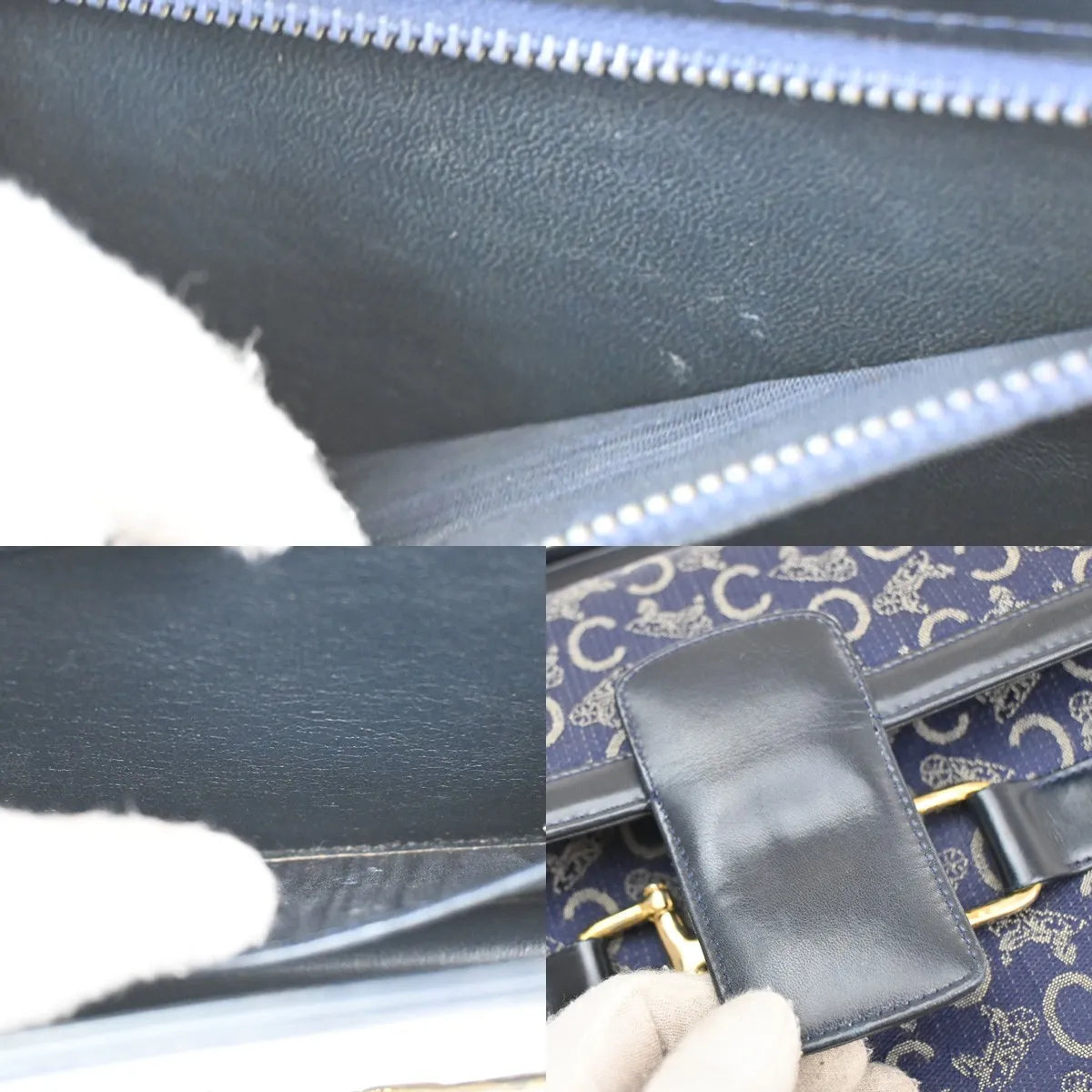 Celine Horse Carriage Canvas And Leather Navy Canvas Shoulder Bag Bag (Pre-Owned)