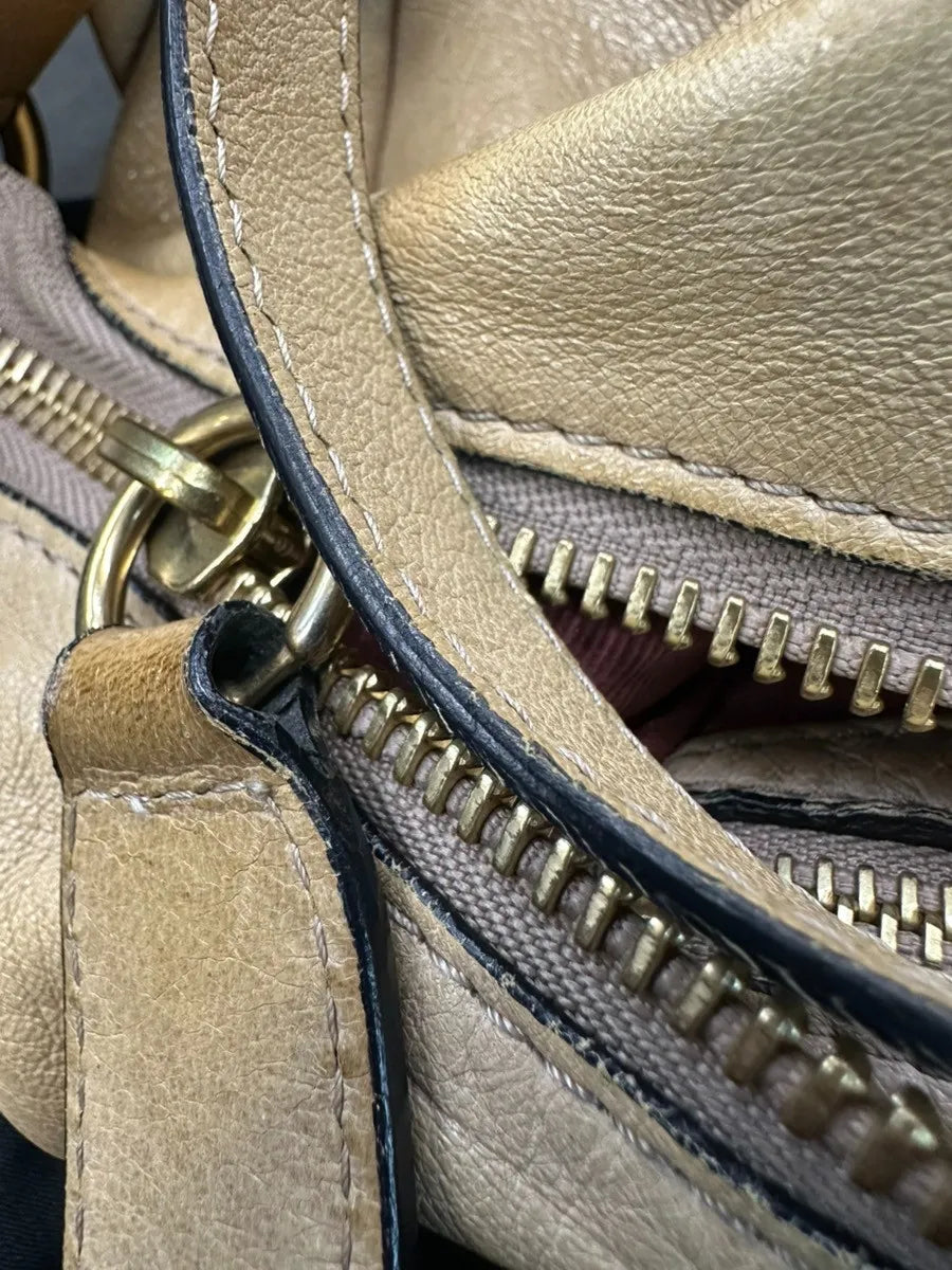 Chloe Heloise Hobo Leather Beige Leather Shoulder Bag Bag (Pre-Owned)