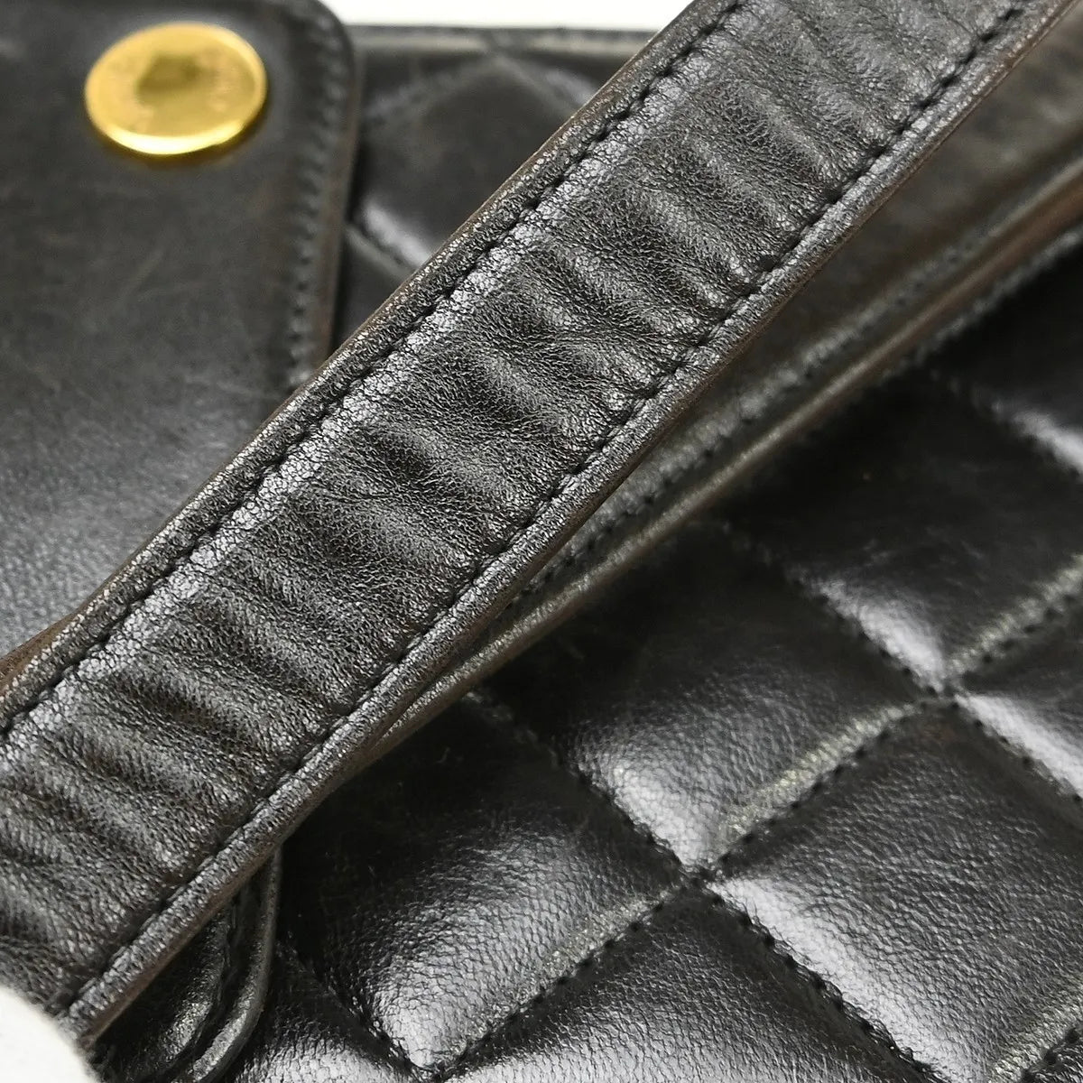 Chanel Vintage Button Waist Bag Quilted Lambskin Black Leather Shoulder Bag Bag (Pre-Owned)