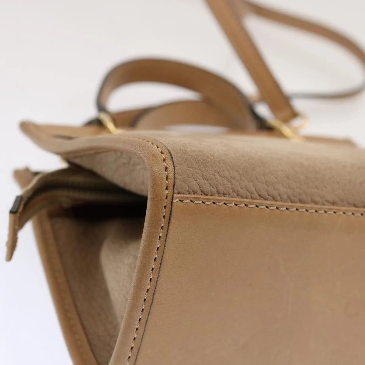 Celine Vintage Leather Beige Leather Handbag (Pre-Owned)