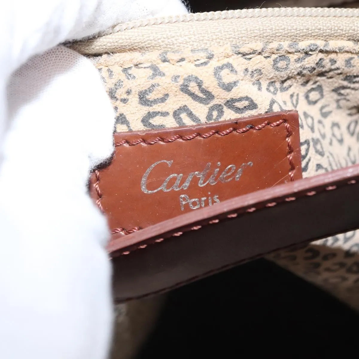 Cartier Panthère Shoulder Patent Leather Brown Leather Shoulder Bag Bag (Pre-Owned)