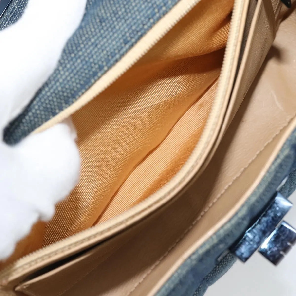 Chanel Chocolate Bar Mademoiselle Top Handle Quilted Denim Blue Canvas Handbag (Pre-Owned)