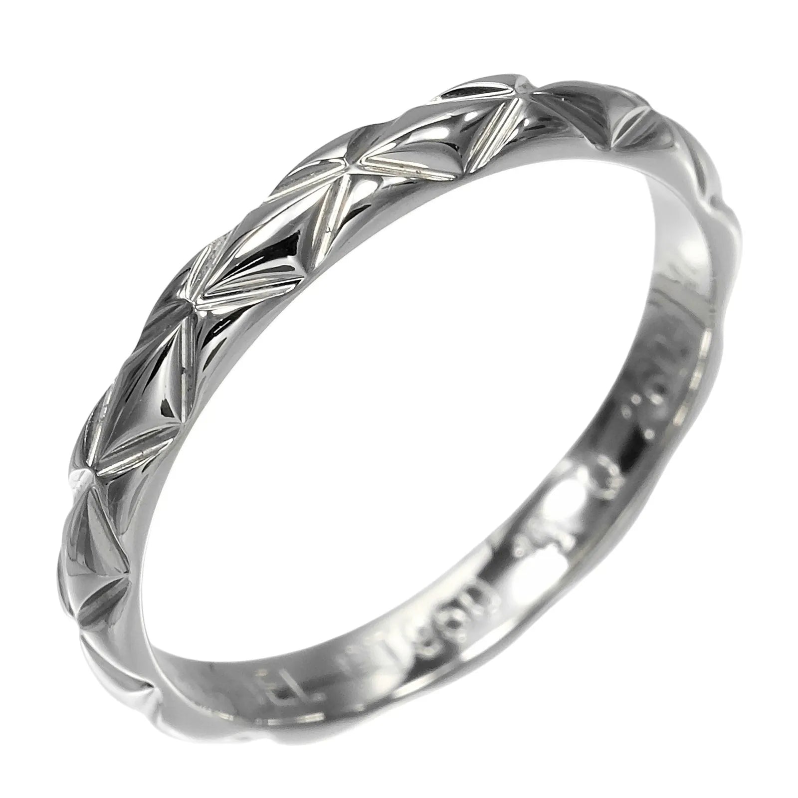 Chanel Matelasse Platinum Silver Platinum Ring Jewelry (Pre-Owned)