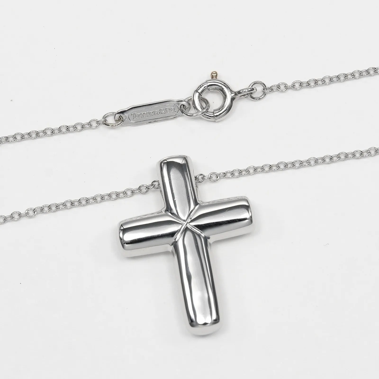Tiffany & Co. Cross Pendant Platinum And Diamonds Silver Platinum Necklace Jewelry (Pre-Owned)