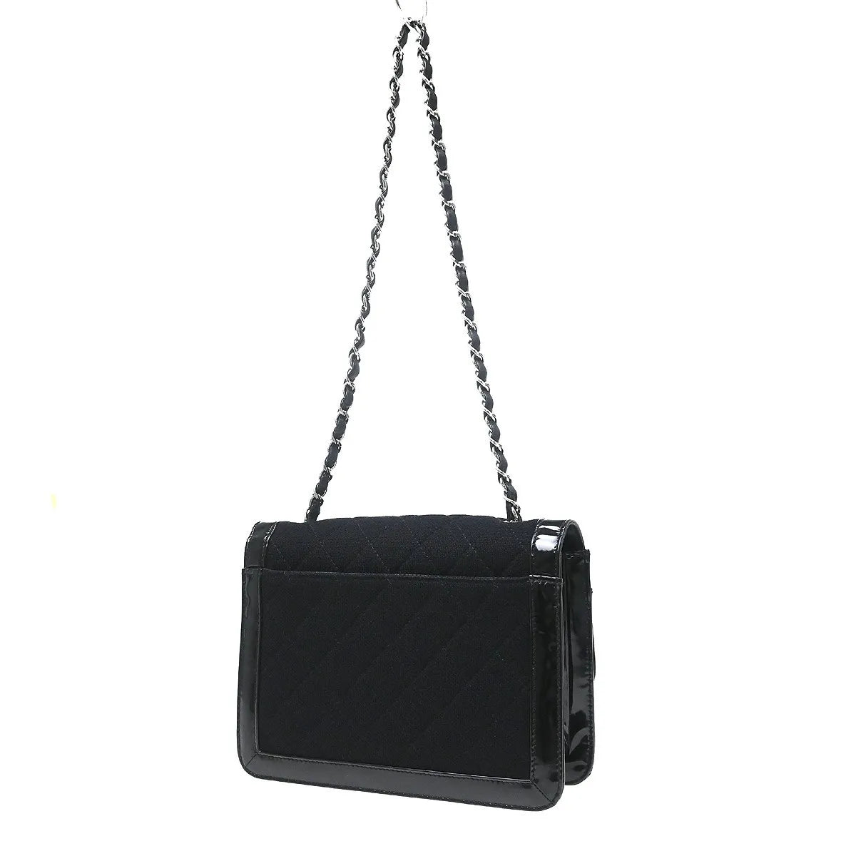 Chanel Reissue Flap Quilted Jersey With Patent Black Canvas Shoulder Bag Bag (Pre-Owned)