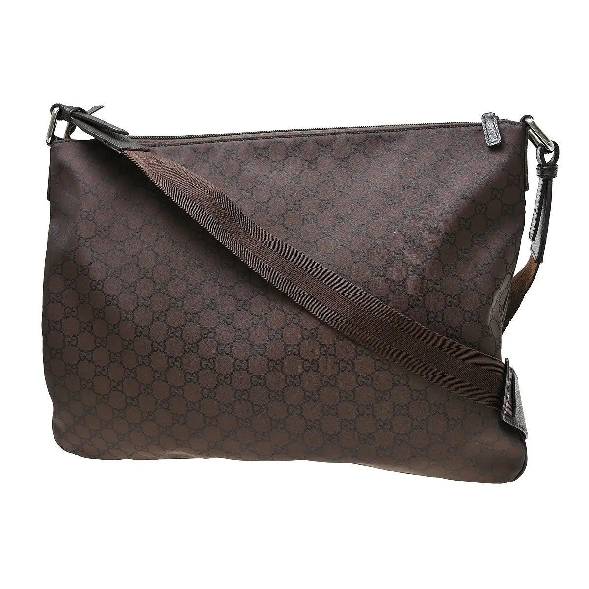 Gucci Messenger Bag (Outlet) Gg Canvas And Leather Brown Canvas Shoulder Bag Bag (Pre-Owned)