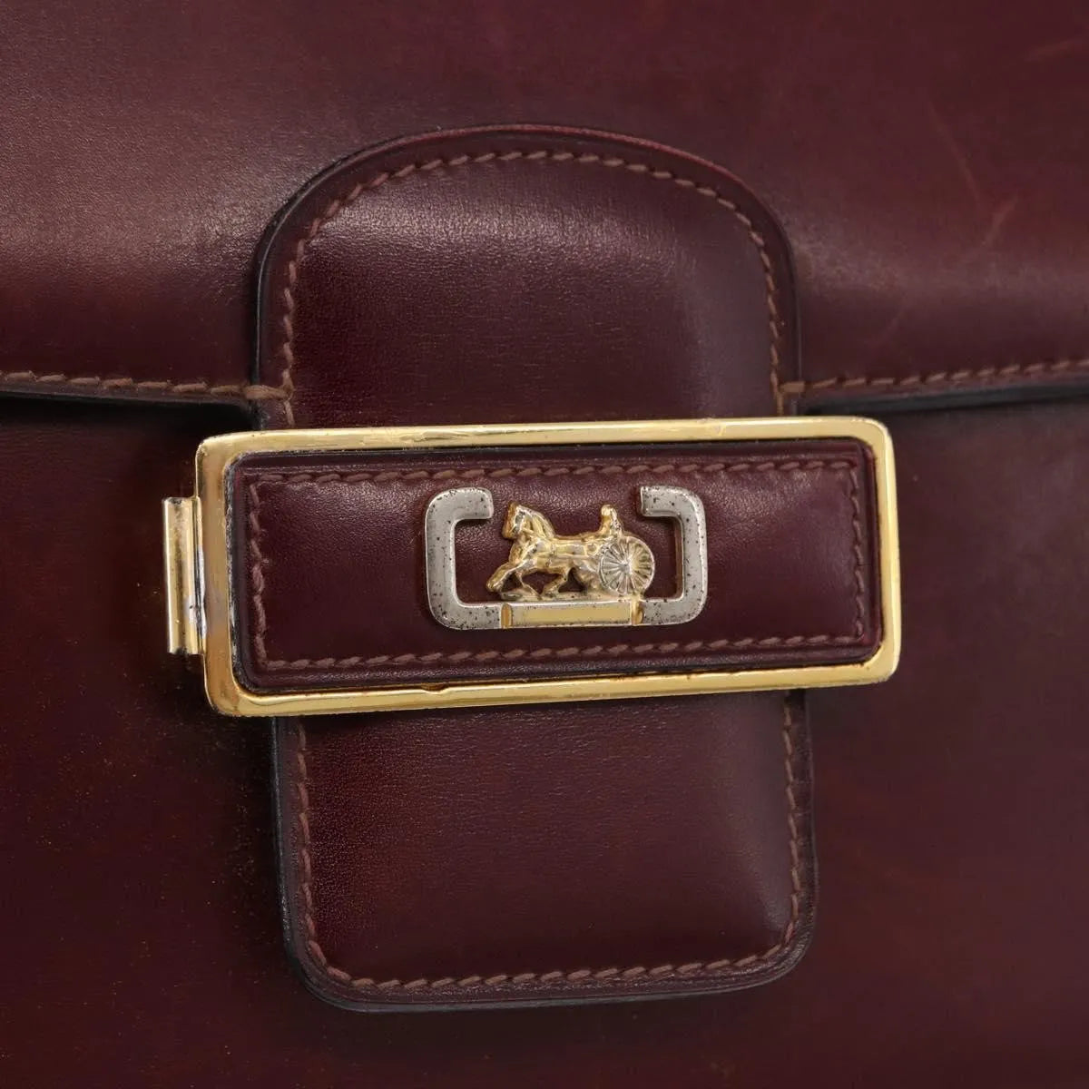 Celine Horse Carriage Leather Burgundy Leather Shoulder Bag Bag (Pre-Owned)