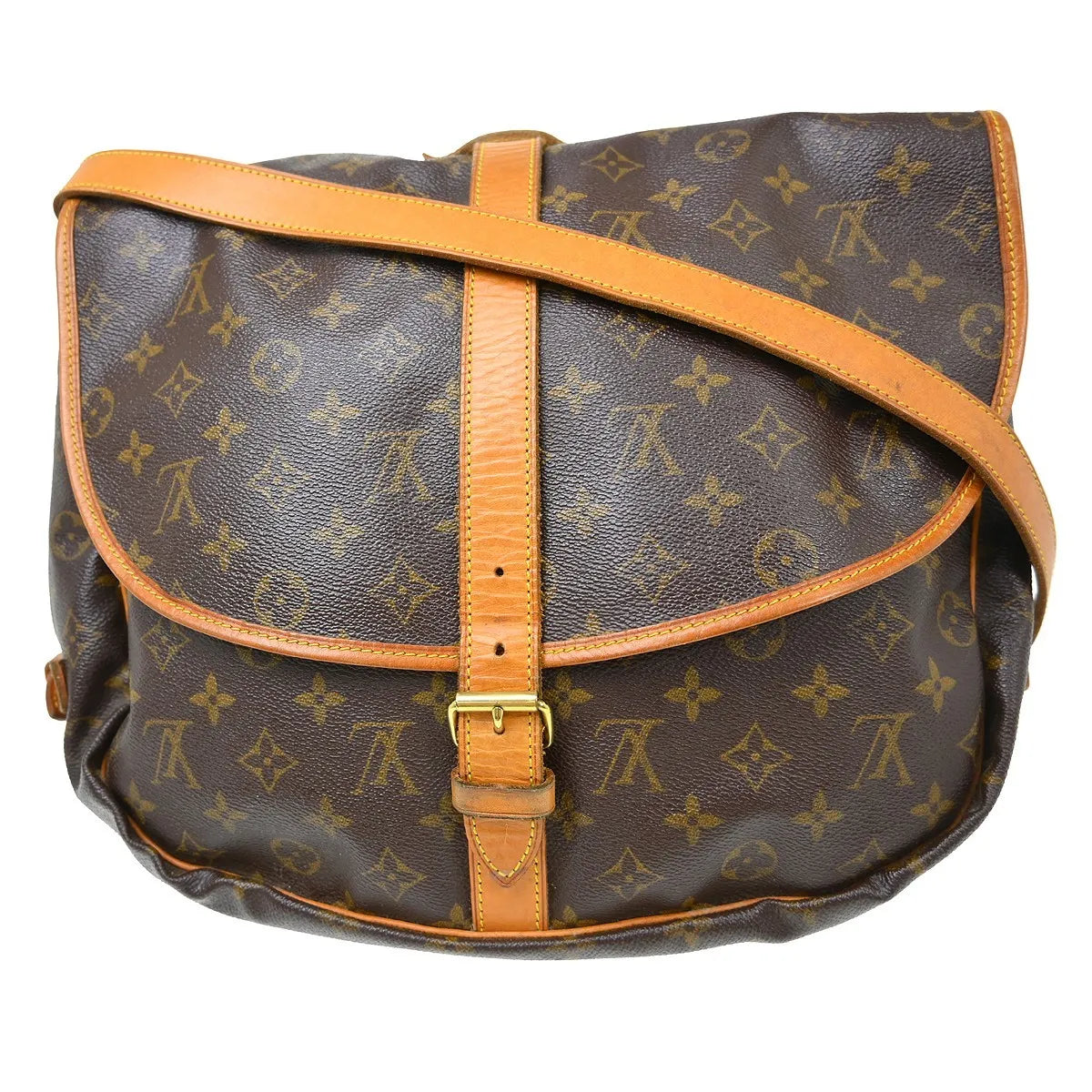 Louis Vuitton Saumur Handbag Monogram Canvas Brown Canvas Shoulder Bag Bag (Pre-Owned)