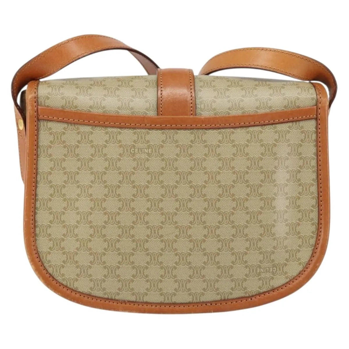 Celine Vintage Macadam Canvas And Leather Beige Canvas Shoulder Bag Bag (Pre-Owned)