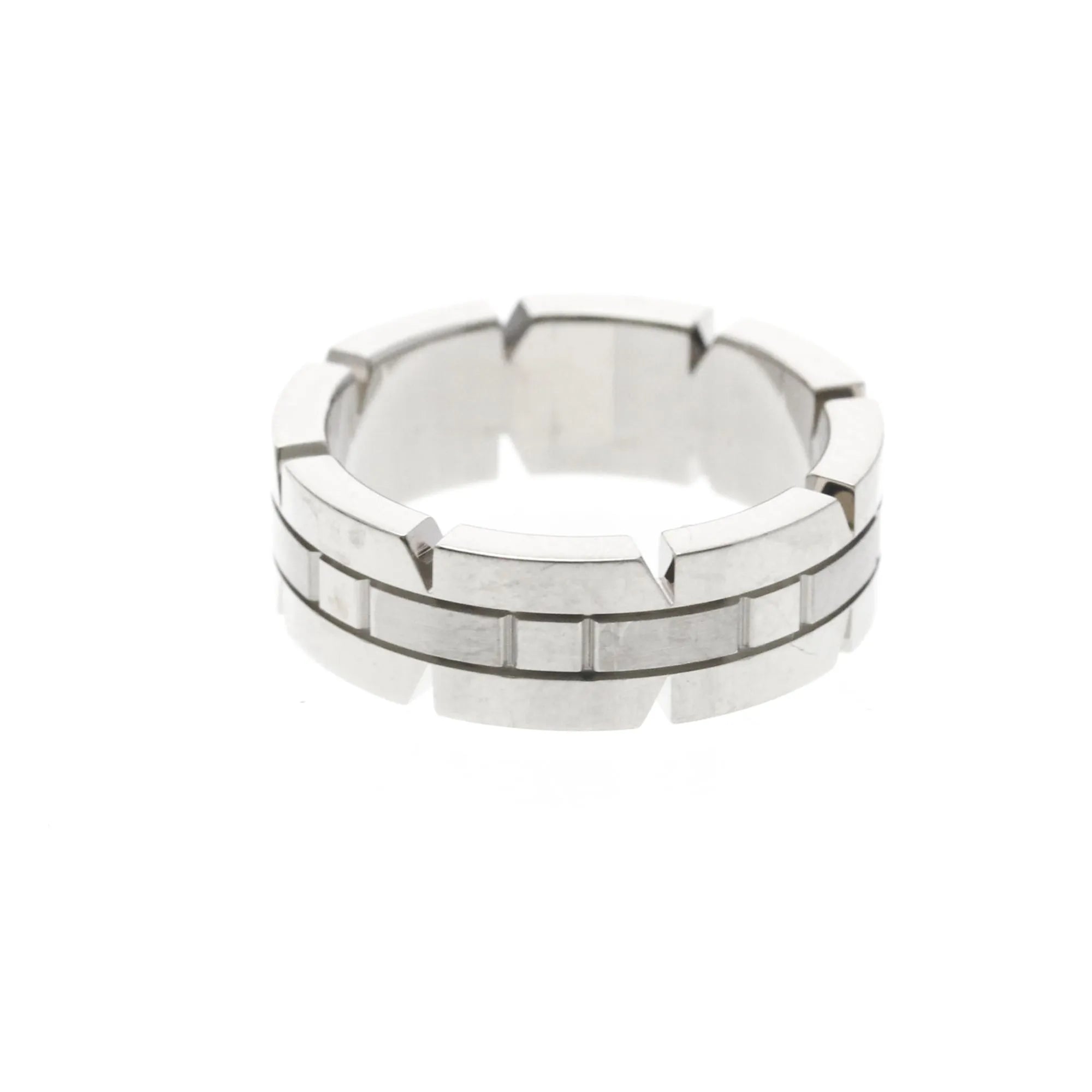 Cartier Tank Francaise 18K White Gold Silver White_Gold Ring Jewelry (Pre-Owned)