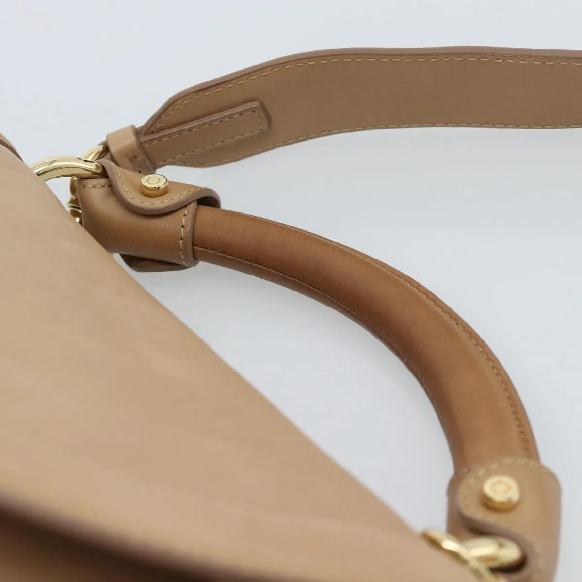 Salvatore Ferragamo Sofia Rainbow Saddle Leather Beige Leather Handbag (Pre-Owned)