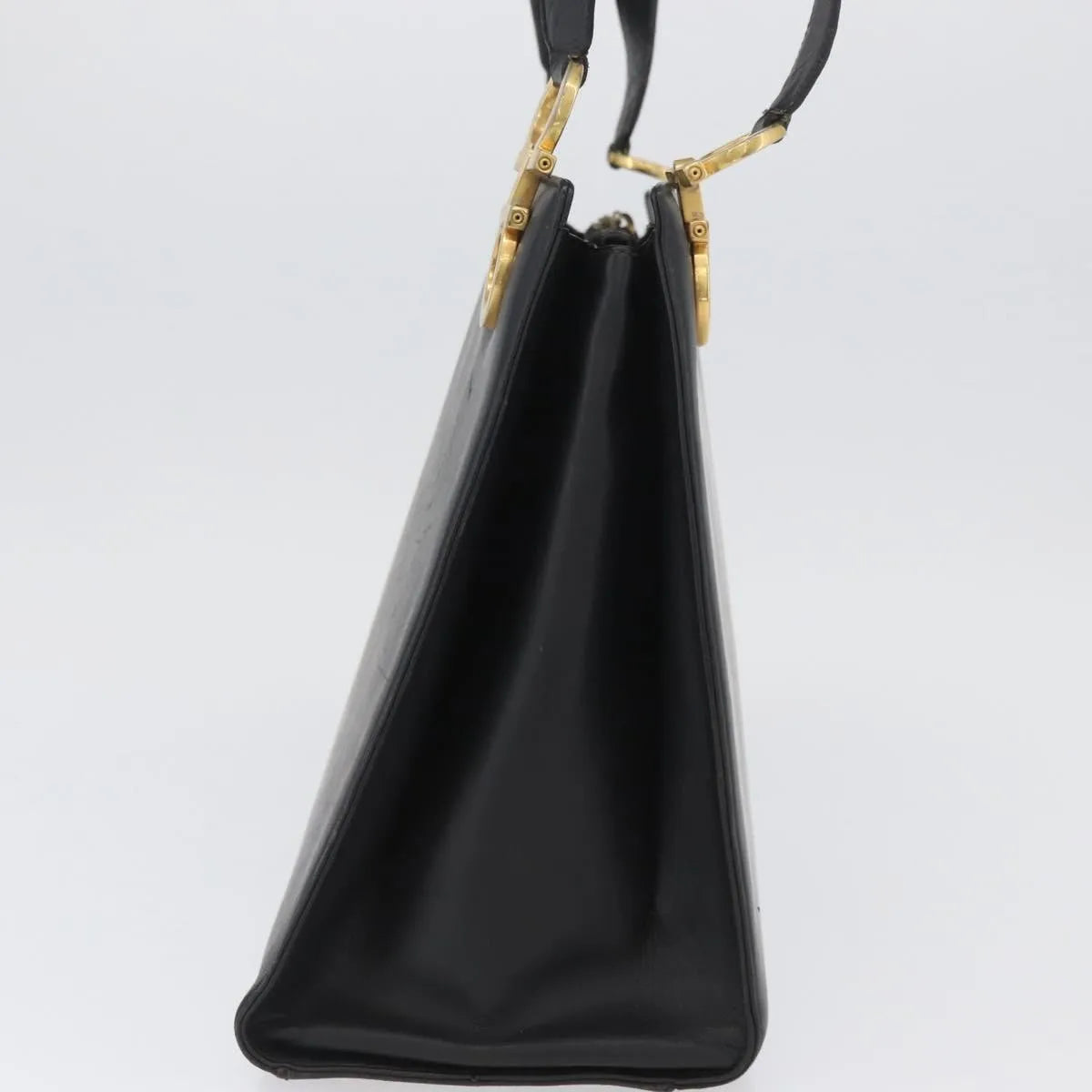 Salvatore Ferragamo Gancini Tote Leather Black Leather Tote Bag Bag (Pre-Owned)