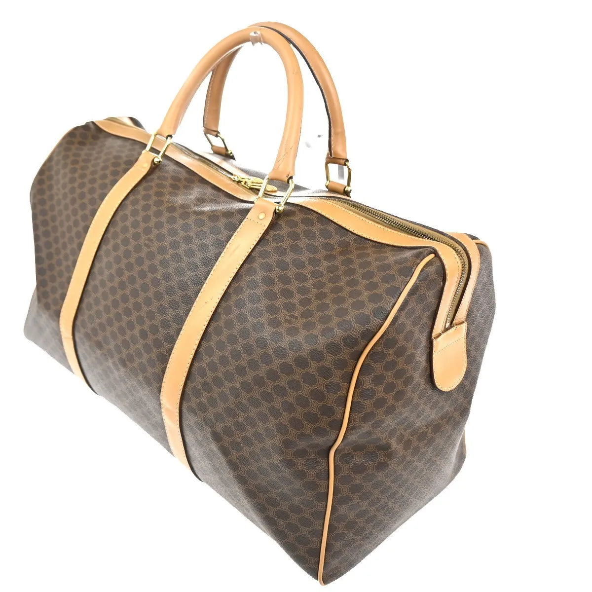Celine Vintage Duffle Macadam Coated Canvas Brown Pvc Travel Bag Bag (Pre-Owned)