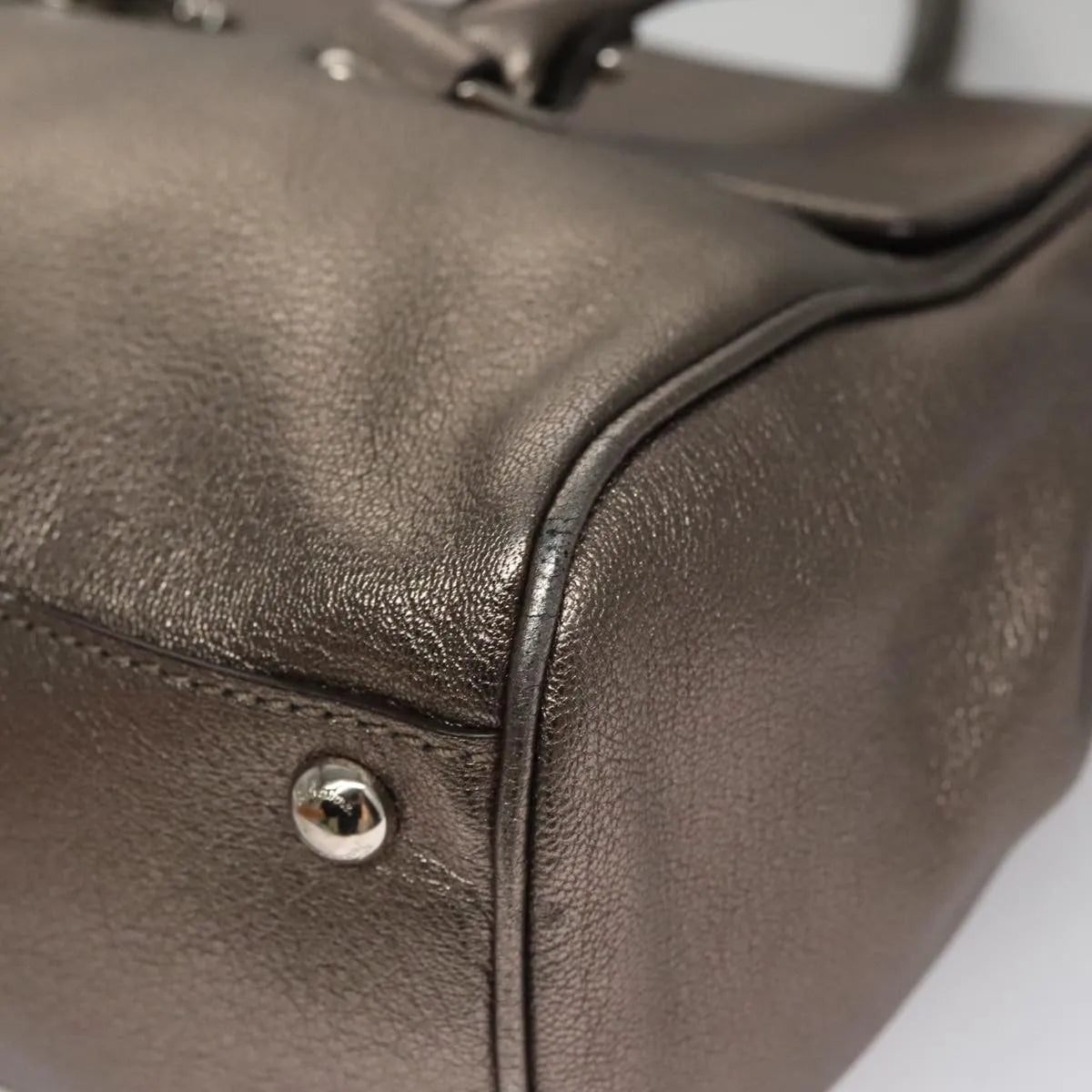 Salvatore Ferragamo Sofia Satchel Leather Silver Leather Handbag (Pre-Owned)