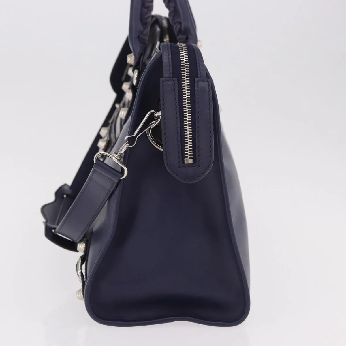 Balenciaga Holiday City Giant Studs Matte Calfskin Navy Leather Handbag (Pre-Owned)