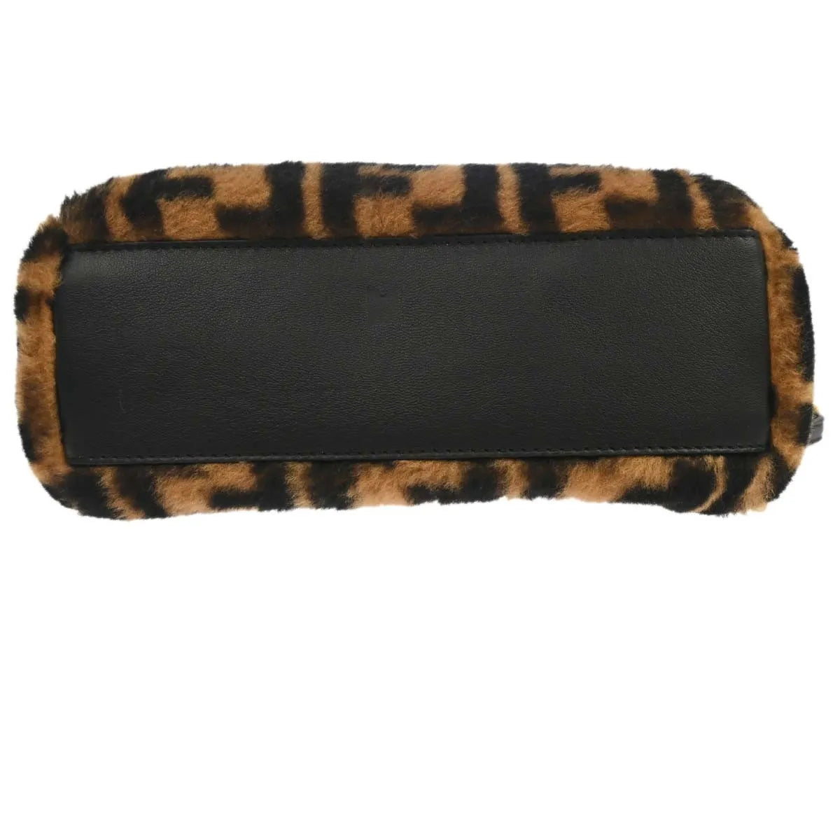 Fendi Peekaboo Zucca Shearling Brown Fur Handbag (Pre-Owned)