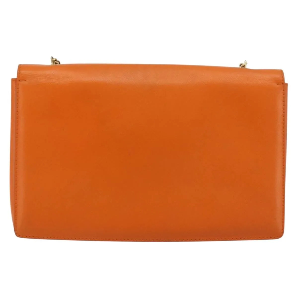 Salvatore Ferragamo Vara Bow Chain Clutch Leather Orange Leather Shoulder Bag Bag (Pre-Owned)