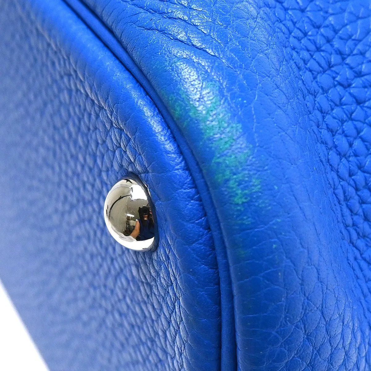 Hermes Bolide Clemence Blue Leather Handbag (Pre-Owned)