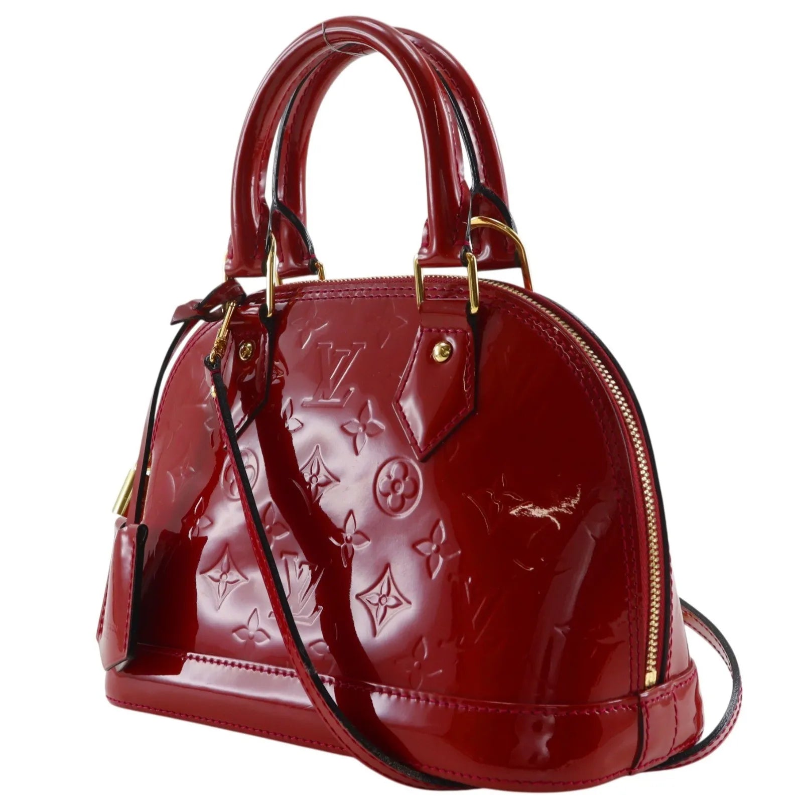 Louis Vuitton Alma Vernis Red Patent_Leather Handbag (Pre-Owned)