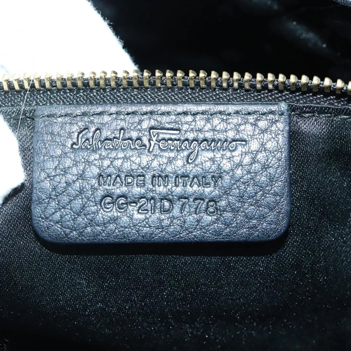 Salvatore Ferragamo Vala Leather Black Leather Handbag (Pre-Owned)