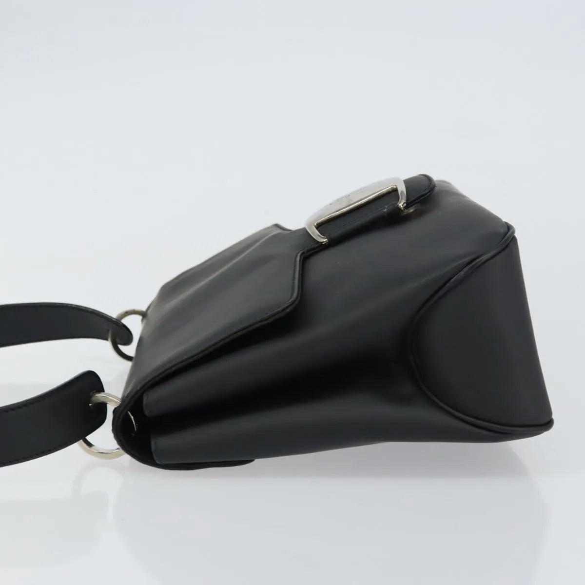 Salvatore Ferragamo Vala Leather Black Patent_Leather Shoulder Bag Bag (Pre-Owned)
