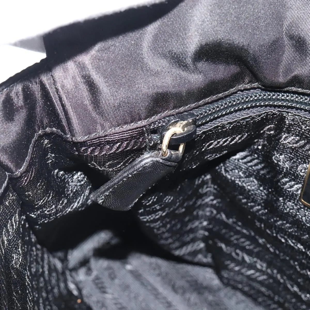 Prada Vintage Nappa Chain Tote Leather Black Leather Shoulder Bag Bag (Pre-Owned)