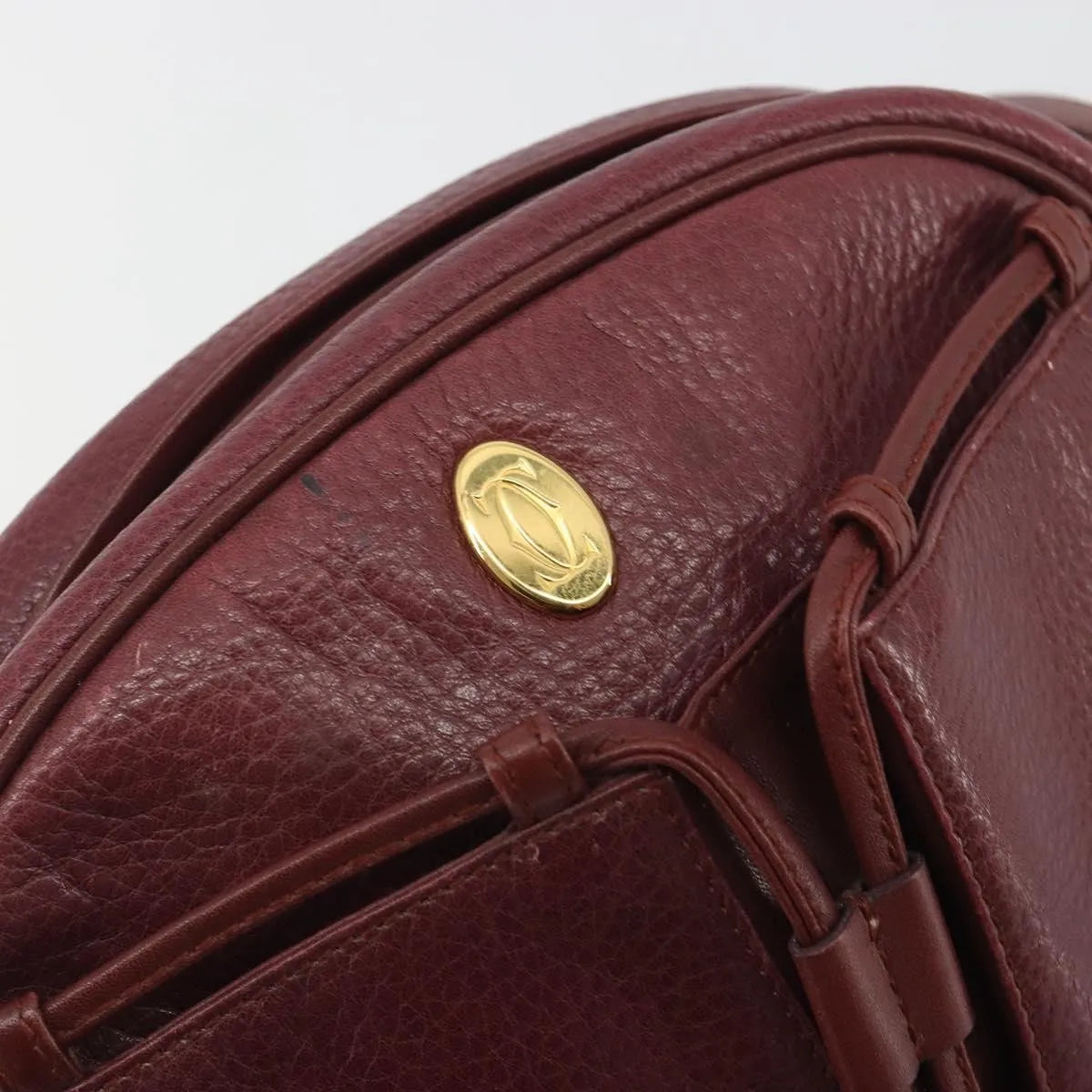 Cartier Tasseled Must De Cartier Leather Burgundy Leather Shoulder Bag Bag (Pre-Owned)