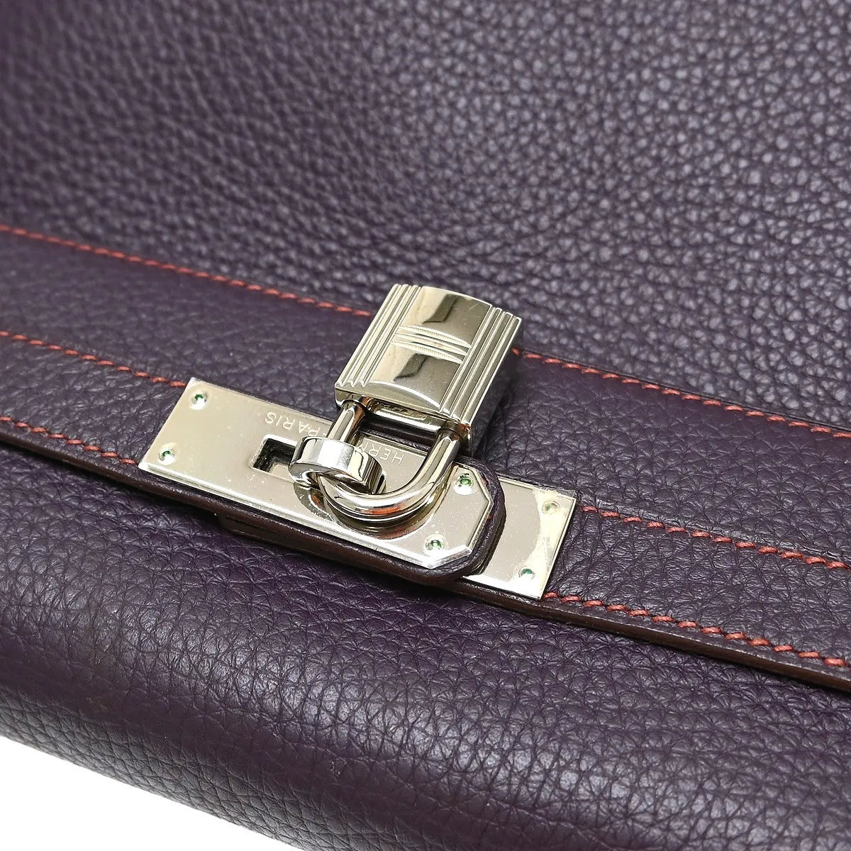 Hermes Kelly Retourne Clémence Taurillon Purple Leather Handbag (Pre-Owned)