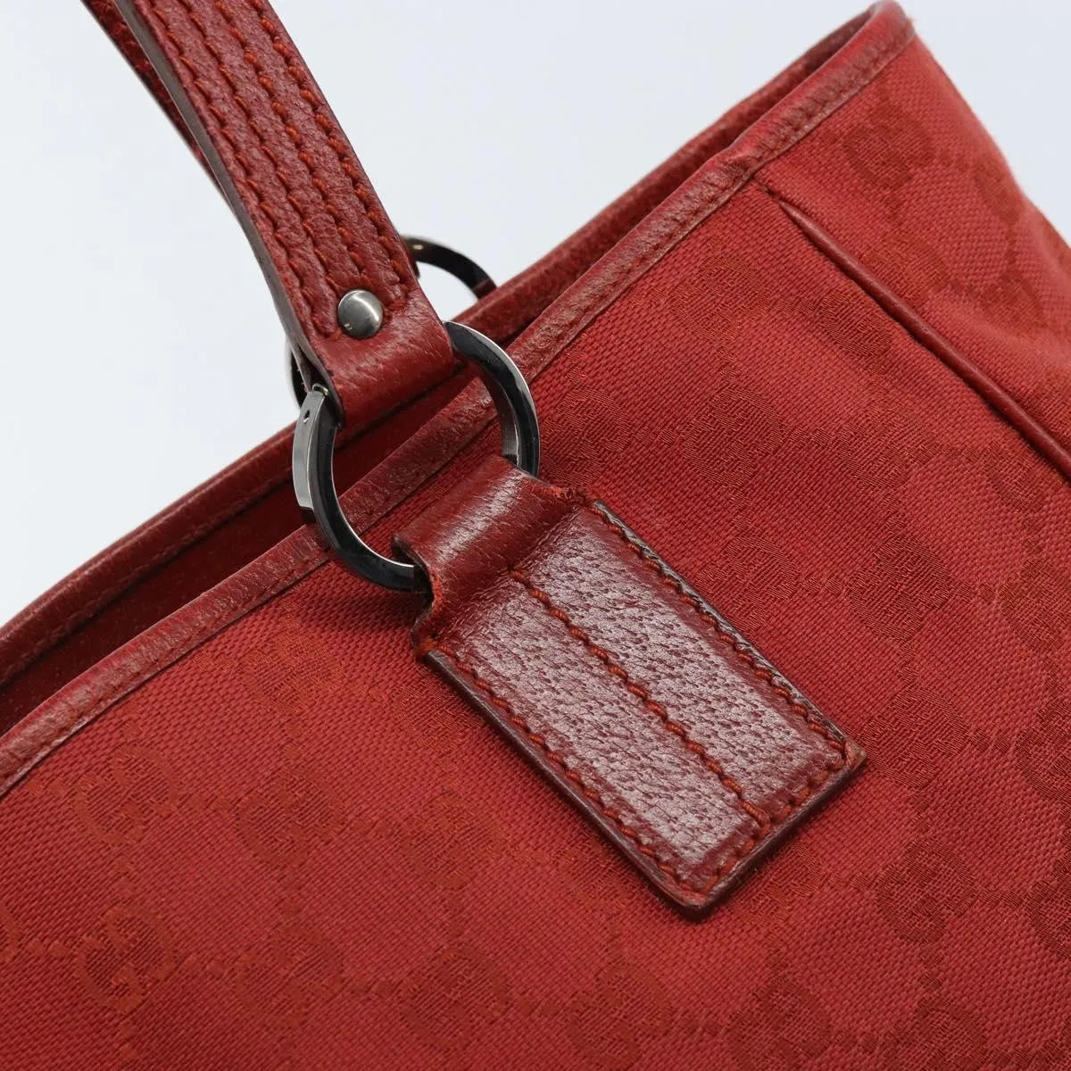 Gucci Vintage Open Tote Gg Canvas And Leather Red Canvas Tote Bag Bag (Pre-Owned)