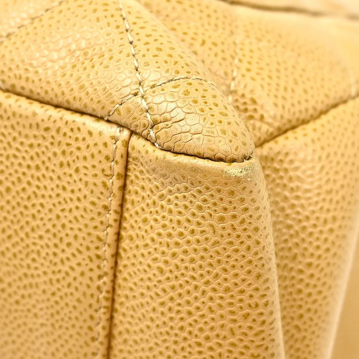 Chanel Grand Shopping Tote Quilted Caviar Beige Calfskin Tote Bag Bag (Pre-Owned)