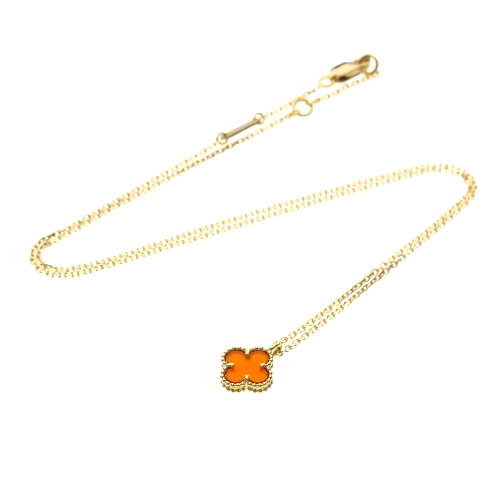Van Cleef & Arpels Sweet Alhambra Pendant 18K Rose Gold And Carnelian Gold Pink_Gold Necklace Jewelry (Pre-Owned)