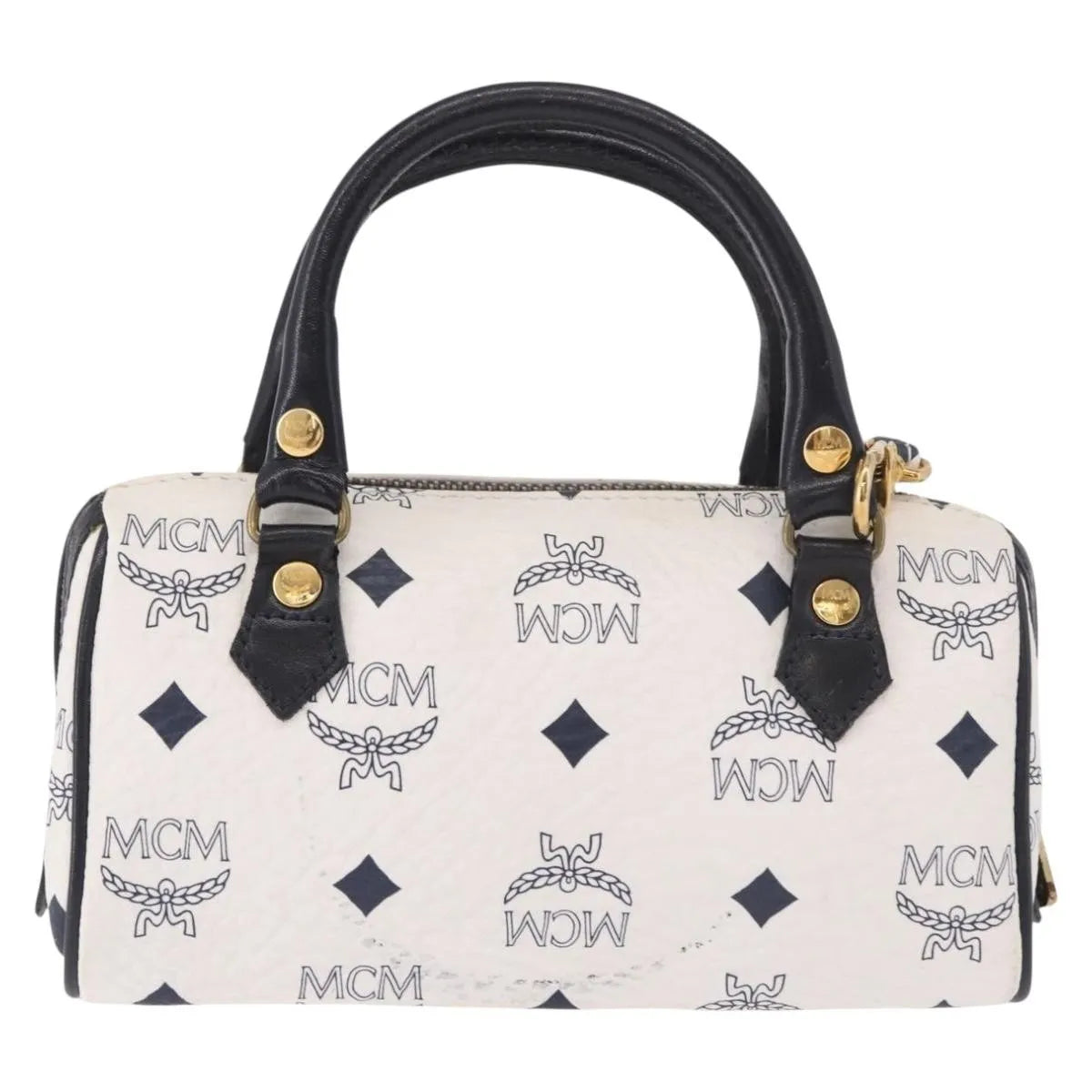 MCM Visetos Leather White Leather Handbag (Pre-Owned)