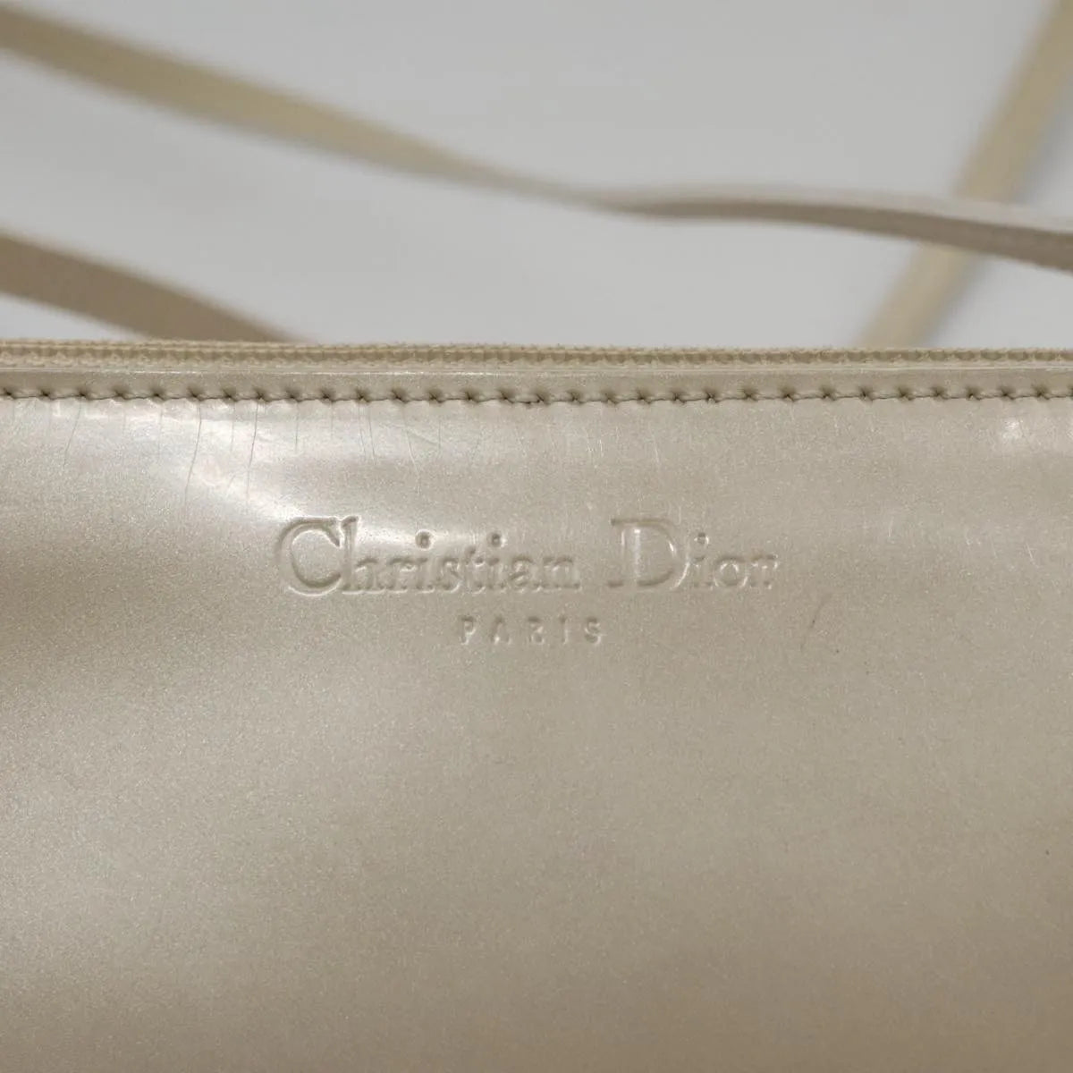 Christian Dior Shoulder Patent Leather Beige Patent_Leather Shoulder Bag Bag (Pre-Owned)