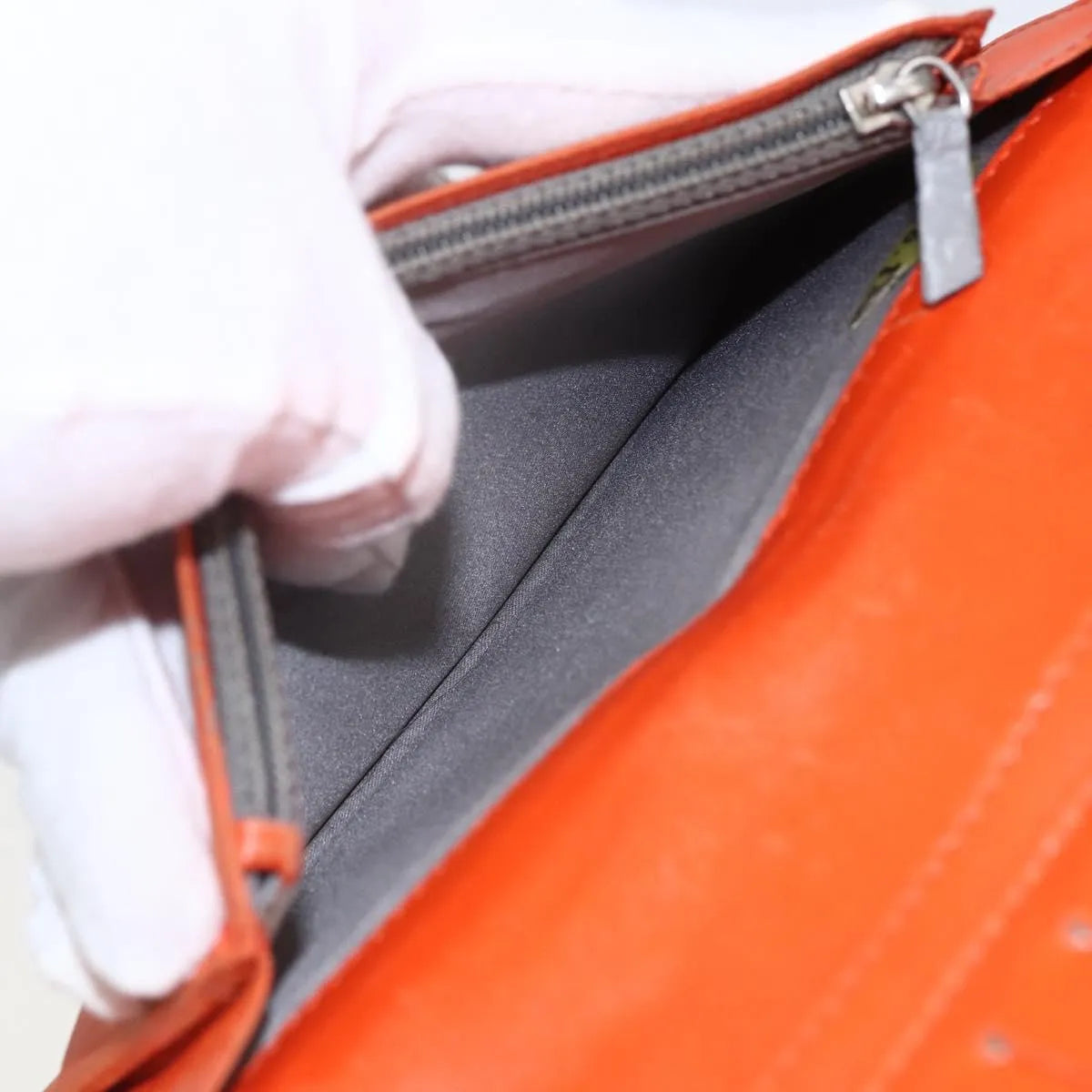 Chanel Lucky Symbols Yen Wallet Embossed Quilted Patent Orange Patent_Leather Wallets Accessory (Pre-Owned)