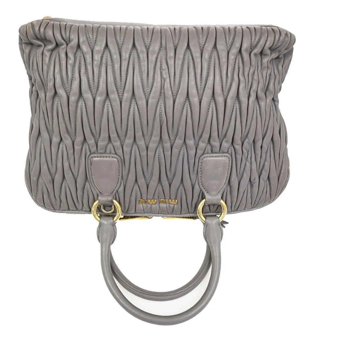 Miu Miu Madras Bowler Matelasse Leather Purple Leather Handbag (Pre-Owned)