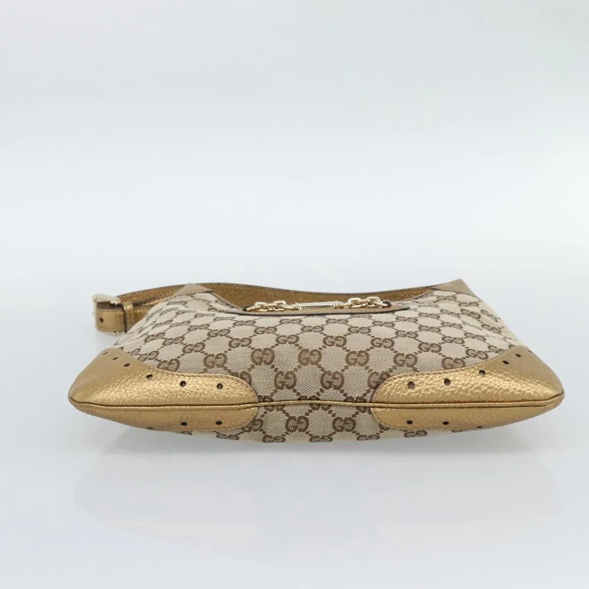Gucci Vintage Jackie O Chain Hobo Gg Canvas And Leather Beige Canvas Handbag (Pre-Owned)