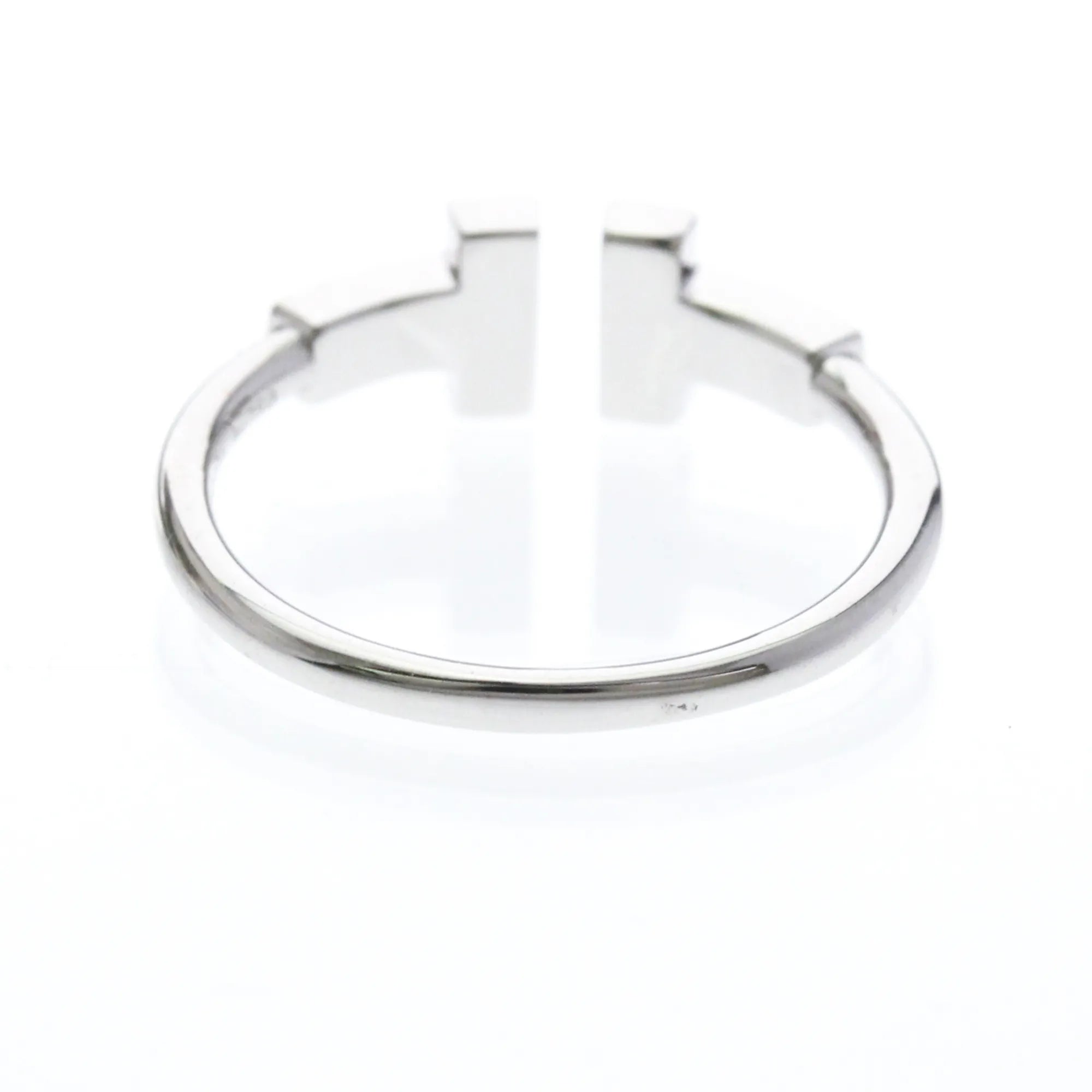 Tiffany & Co. T Wire 18K White Gold With Diamonds Silver White_Gold Ring Jewelry (Pre-Owned)