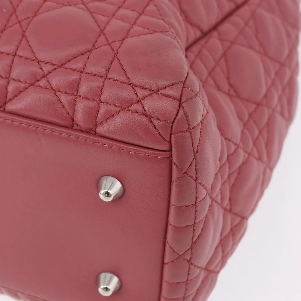 Christian Dior Soft Chain Tote Cannage Quilt Lambskin Pink Leather Handbag (Pre-Owned)